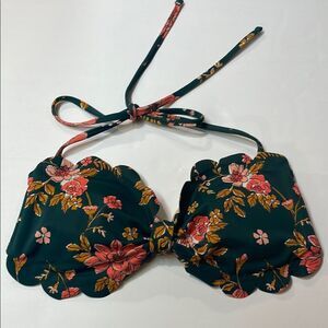 Vanilla/Beach Womens Green Flower Padded Swimsuit Top Sz XS